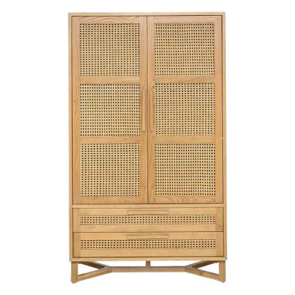 Sungkai Wood Rattan Wardrobe WAWO-0003