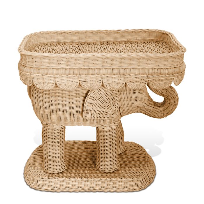 TASI-0023-02 Scalloped Rattan Elephant Side Table TASI-0023 - Image 2