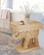 Scalloped Rattan Elephant Side Table TASI-0023 - Image 3