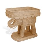 Scalloped Rattan Elephant Side Table TASI-0023