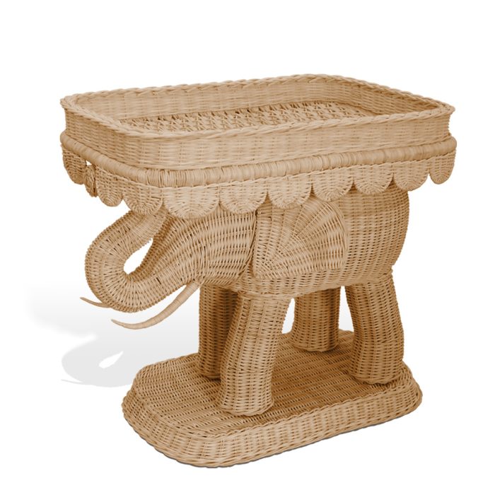 TASI-0023 Scalloped Rattan Elephant Side Table TASI-0023 - Image 1